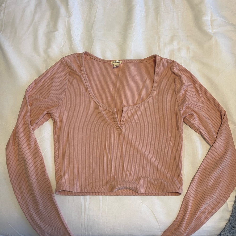 Garage Ribbed Dusty Pink Crop Top